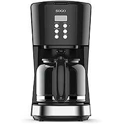 Sogo cafetière programmable de 1,5L pour 12 tasses 800W gris noir