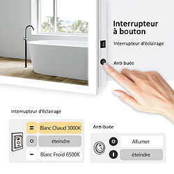 EMKE Miroir de salle de bain avec éclairage Miroir de salle de bain LED 120x60cm | Interrupteur à bouton, Anti-buée | Lumière Blanche Froide/Chaude