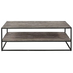 L'Héritier Du Temps Table Basse Turf Hinsk Console de Salon Rectangulaire en Bois d'Acacia Naturel et Métal Gris Antique 40x60x120cm