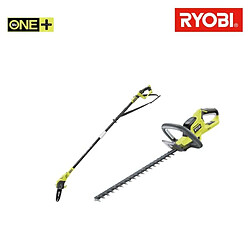 Pack RYOBI taille haie 18V OnePlus lithium OHT1845 - élagueur à chaîne sur perche 18V OnePlus OPP1820 - sans batterie ni chargeur 