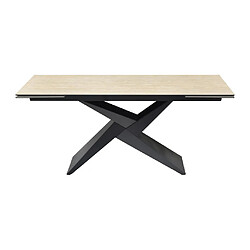 Acheter Vente-Unique Table à manger extensible 6 à 10 personnes en céramique, verre et métal - Effet travertin beige et Noir - LIONIZA de Maison Céphy