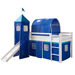 Homestyle4U Lit toboggan avec tour - couleur bleu