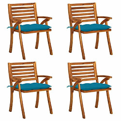 Maison Chic Lot de 4 Chaises de jardin,Fauteuil d'extérieur avec coussins Bois de teck solide -MN24960