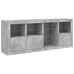 Avis vidaXL Buffet avec lumières LED gris béton 164x37x67 cm