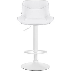 Decoshop26 Lot de 2 tabourets de bar x1 avec coutures décoratives en PVC blanc pied en trompette métal blanc 10_0004456