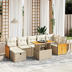 vidaXL Salon de jardin avec coussins 8 pcs beige résine tressée 