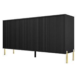 Acheter Bestmobilier Velloso - Buffet 3 portes - noir et pieds dorés - 154 cm