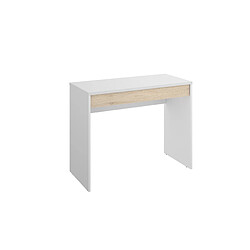 MIRAKEMUEBLE Table de bureau avec 1 tiroir Tok White/Natural Blanc / naturel