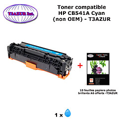 Toner générique HP 125A, CB541A pour HP Color LaserJet CM1312 CP1215 CP1515 CP1518 CP1518n Cyan+ 10f papiers photos A6 -T3AZUR 