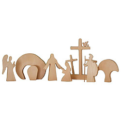 Crèche En Bois Set Décorations De Pâques Bois Croix Résurrection Scène Décor A