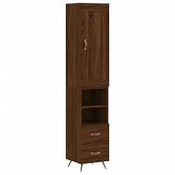 vidaXL Buffet haut Chêne marron 34,5x34x180 cm Bois d'ingénierie