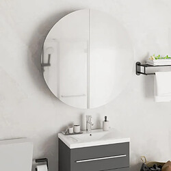 vidaXL Armoire de salle de bain miroir rond et LED Gris 54x54x17,5 cm