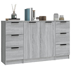 Avis vidaXL Buffets 3 pcs Sonoma gris Bois d'ingénierie