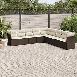 vidaXL Salon de jardin avec coussins 9 pcs marron résine tressée 