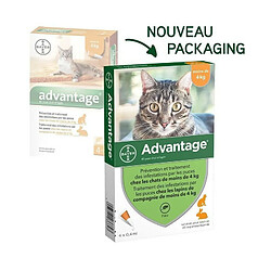 ADVANTAGE 40 - 4 pipettes antiparasitaires - Pour chat et lapin de moins de 4kg