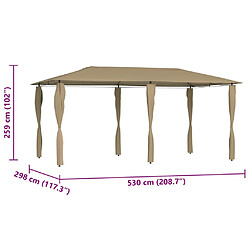 vidaXL Belvédère avec revêtement de poteaux 2,98x5,3x2,59 m 160 g/m² pas cher