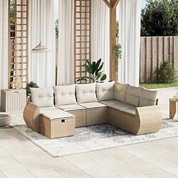 Maison Chic Salon de jardin avec coussins 7 pcs, Ensemble Tables et chaises de jardin, beige résine tressée -GKD503542