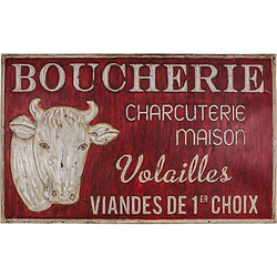 Antic Line Creations Grande plaque vintage en fer 122,5 x 74 cm Boucherie charcuterie.