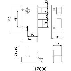 Serrure applique a fouillot 7 mm Verticale Tirant Droite JPM 117000 01 11