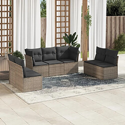 vidaXL Salon de jardin avec coussins 7 pcs gris résine tressée 