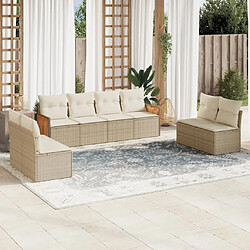 vidaXL Salon de jardin avec coussins 8 pcs beige résine tressée 