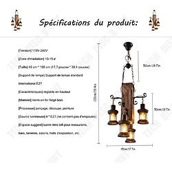 Acheter Tech Discount TD® Lustre industriel rétro lustre créatif salon bois art lustre hauteur réglable en bois massif éclairage salle à manger chambre lu