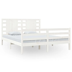 Maison Chic Lit Moderne Chambre - Cadre/structure de lit pour adulte Blanc Bois de pin massif 160x200 cm -MN35618