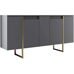 Hanah Home Buffet en aggloméré pieds en métal Luxe anthracite et doré. Buffet en aggloméré pieds en métal Luxe anthracite et doré