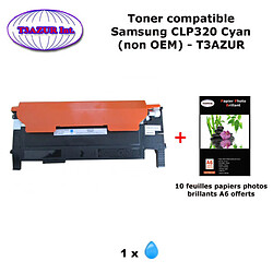 Toner générique CLP320 C pour Samsung CLP 320 320N 325 325W Cyan imprimante+ 10f A6 brillantes -T3AZUR