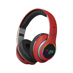 Universal Casque stéréo bluetooth sans fil pliable casque super basse avec micro rouge