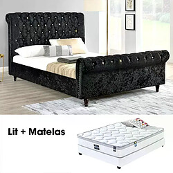 Meubler Design Ensemble Matelas Sommier 140 Kapaldi Noir