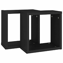 Maison Chic Lot de 2 Étagères cube murales,Etagère de rangement flottantes Noir 30x15x30 cm -MN11414 pas cher