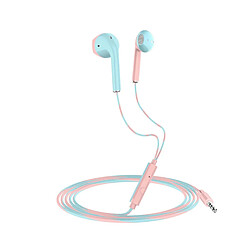 LUUCOZK Écouteurs intra-auriculaires HiFi 3,5 mm avec microphone Accessoire de téléphone - Rose Bleu