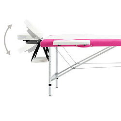 Acheter Helloshop26 Table de massage pliable 2 zones Inox blanc et rose 02_0001804