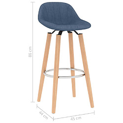 vidaXL Tabourets de bar lot de 2 bleu tissu pas cher