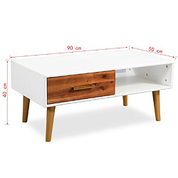 vidaXL Table basse Bois d'acacia massif 90x50x40 cm pas cher