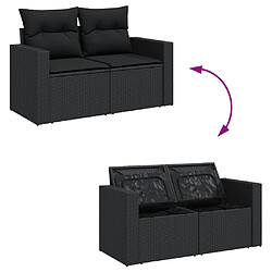 Acheter vidaXL Salon de jardin 10 pcs avec coussins noir résine tressée