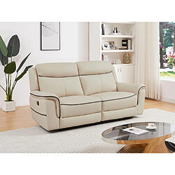 Vente-Unique Canapé 3 places relax électrique en cuir beige ADELIO 