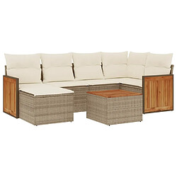 Maison Chic Salon de jardin avec coussins 7 pcs, Ensemble Tables et chaises de jardin, beige résine tressée -GKD210434