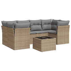 vidaXL Salon de jardin avec coussins 7 pcs beige résine tressée