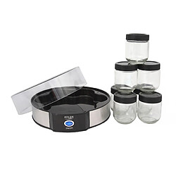 Yaourtière Électrique 7 pots de 200ml Appareil Yaourt avec Couvercle Hermétique, 150, Noir, Adler, AD4476