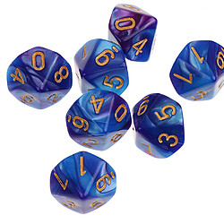 10pcs 10 sided dés d10 dés poliédrique pour les jeux de table des donjons et des dragons bleu violet pas cher