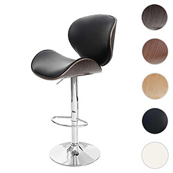 Mendler Tabouret de bar Foxrock, chaise de bar, bois courbé, design rétro ~ gris, similicuir noir