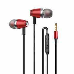 Écouteurs Intra-Auriculaires À Commande Filaire Avec Microphone Casque De Musique Basse En Métal Pour Android V1 Rouge 