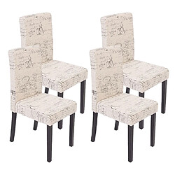 Mendler Lot de 4 chaises de séjour Littau ~ tissu words fabric, pieds foncés