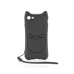 WE Coque de protection CHAT APPLE IPHONE 7 / 8 / SE 2020 Noir: Design chat miroir intégré avec dragonne - support repose téléphone anti-chocs semi-rigid