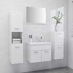 vidaXL Ensemble de meubles de salle de bain Blanc brillant Aggloméré 