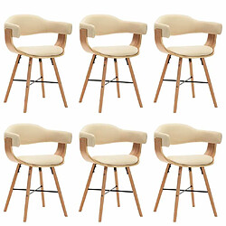 Maison Chic Lot de 6 Chaises à manger,Chaise pour cuisine crème similicuir et bois courbé -MN67269