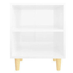 Maison Chic Lot de 2 Tables de chevet,Table de nuit,Table d'appoint pour salon pieds en bois - Blanc brillant 40x30x50 cm -MN61754 pas cher