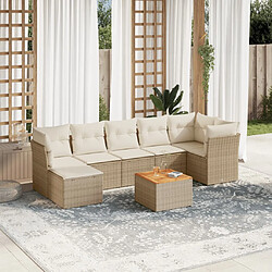 vidaXL Salon de jardin avec coussins 8 pcs beige résine tressée 